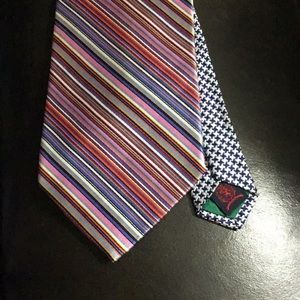 Tommy Hilfiger Striped Tie 100% Silk,blues, gray, pink, gold, white, black USA